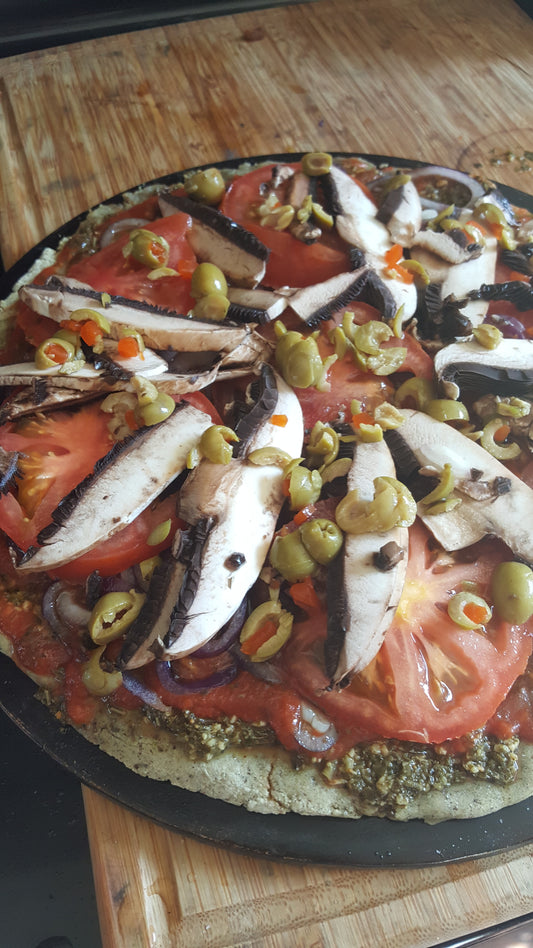 Portabella Mushroom and Pesto Pizza
