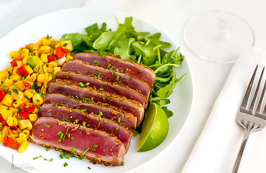 Seared Basil Tuna with Corn and Tomato Salsa