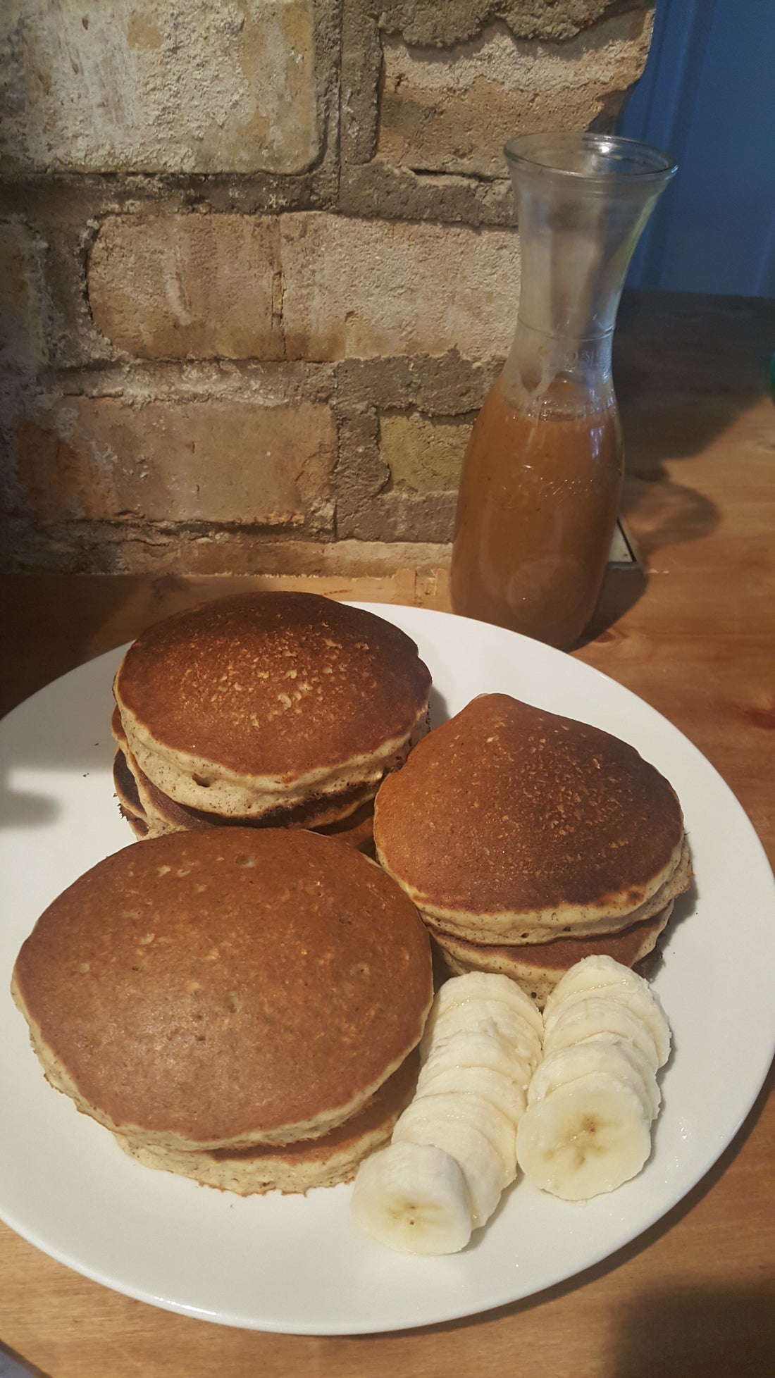High Protein Oatmeal Pancakes with Sunbutter Syrup