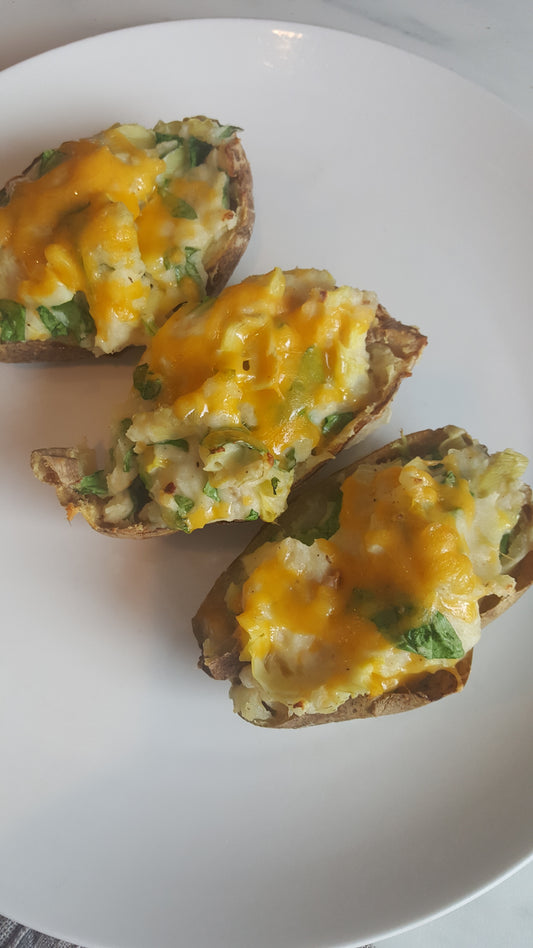 Spinach and Artichoke Baked Potatoes