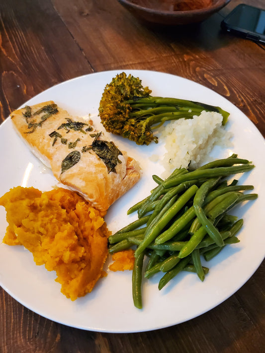 Salmon with Marjoram Rosemary and Basil