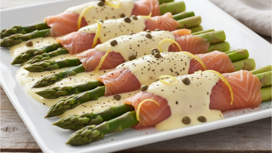 Salmon-Wrapped Asparagus with Lemon Cream
