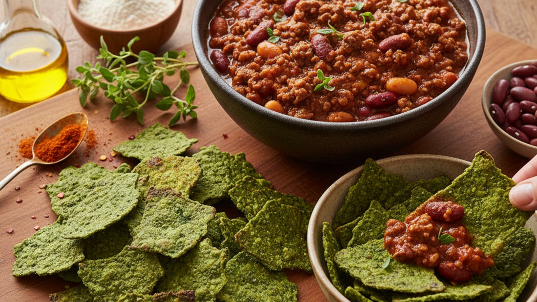 Chili and Spinach Corn Chips